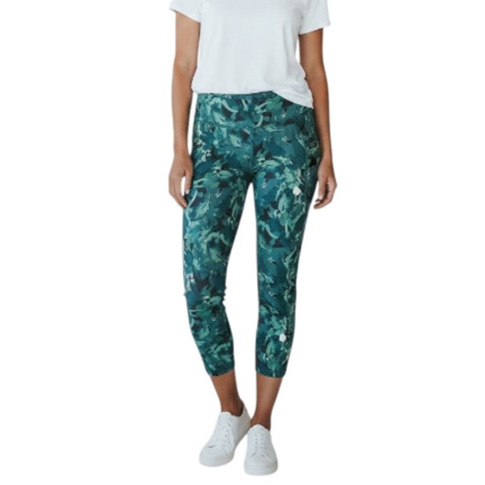 PATAGONIA Legging Women M Crop Jungle Teal Outdoor Cottagecore Gym Yoga Everyday